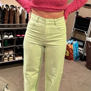 ZARA L cute lime green checkered pants